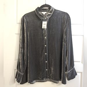 NWT J.Jill Silk Rayon Crushed Velvet Shirt